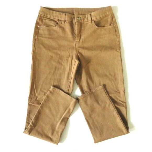 Chico's So Slimming Girlfriend Ankle Jeans Brown Pants Stretchy Women's Size 0/4 - Picture 1 of 8
